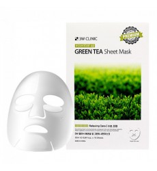 3W CLINIC ESSENTIAL UP SHEET MASK-GREEN TEA  10'S  精華面膜-綠茶 10'S